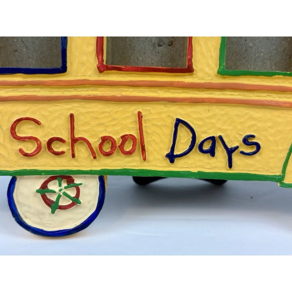 Vintage 1997 Giftco Yellow School Bus Back to School Days Colorful Picture Frame